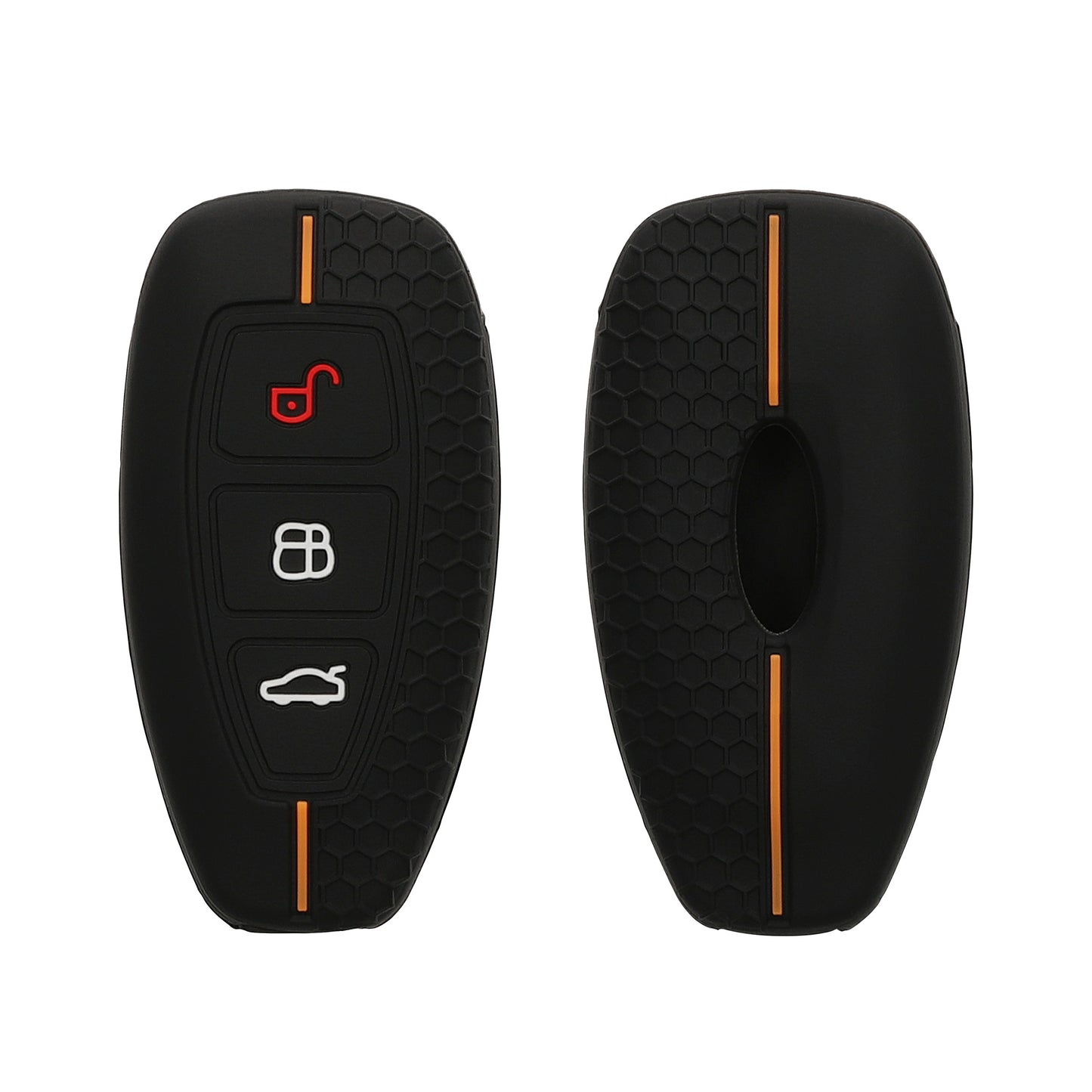 kwmobile Schlüsselhülle für Ford 3-Tasten Autoschlüssel Keyless Go Hülle - Autoschlüssel Schlüssel Hülle aus Silikon - Schlüsseletui in Schwarz Orange Schwarz  [dsg20]