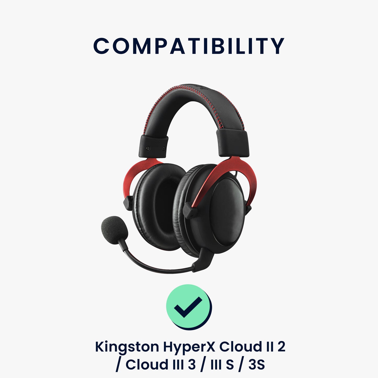 kwmobile Ohr Polster für Kingston HyperX Cloud II / Cloud III / III S / 3S - Ersatz Ohrpolster - Kopfhörer Ersatzteile - Kopfhörer Ersatzpolster für Over Ear Headphones