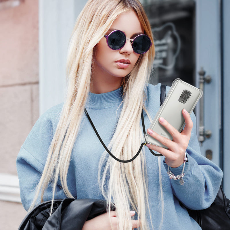 kwmobile Necklace Case kompatibel mit Xiaomi Redmi Note 9S / 9 Pro / 9 Pro Max Hülle - Silikon Cover mit Handykette
