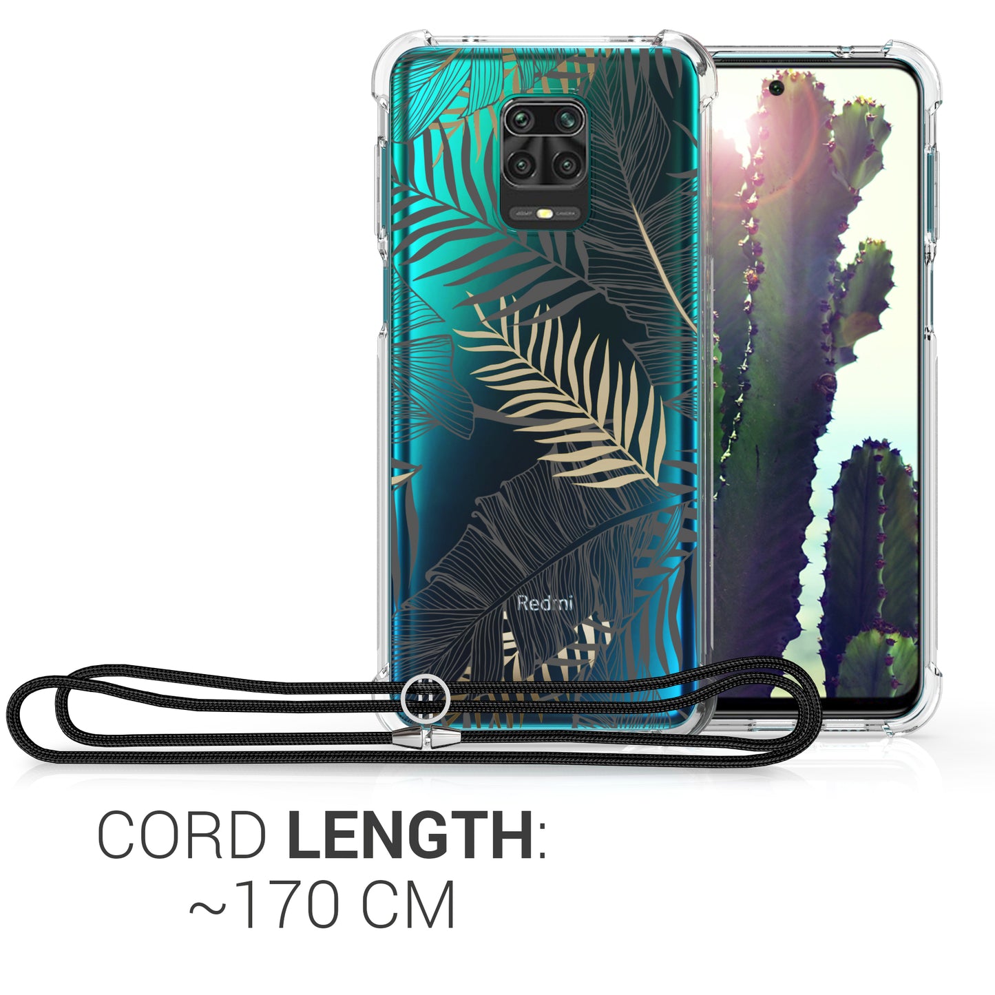 kwmobile Necklace Case kompatibel mit Xiaomi Redmi Note 9S / 9 Pro / 9 Pro Max Hülle - Silikon Cover mit Handykette