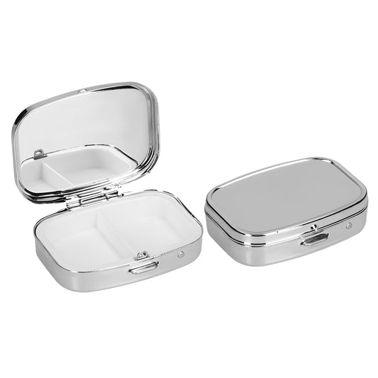 kwmobile Tablettenbox mit 2 Fächern - 5,5 x 4 x 1,5cm - Pillendose klein Tablettendose - Tragbare Pillenbox Metall Medikamentenbox Dose