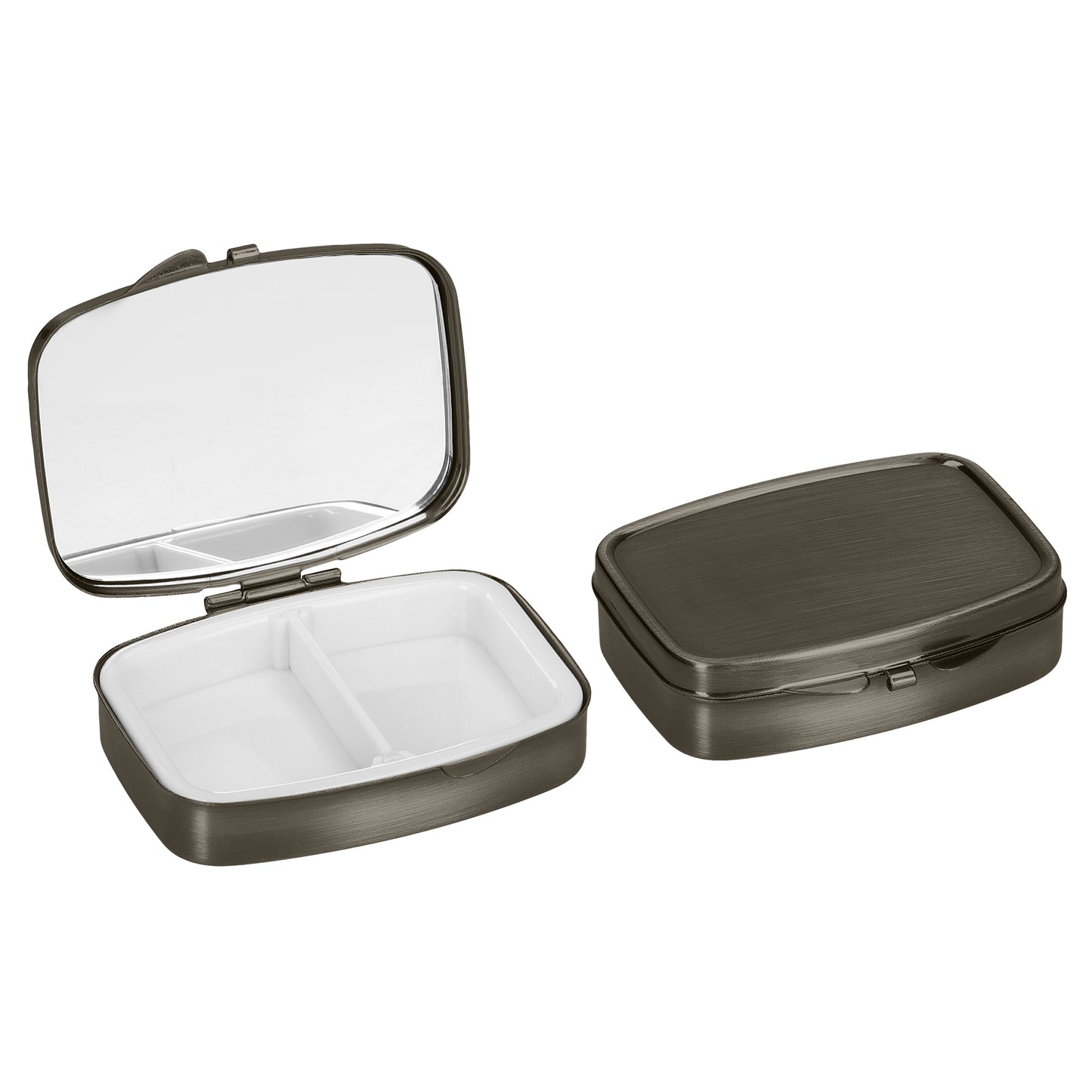 kwmobile 2x Edelstahl Tablettenbox mit 2 Fächern - 5,5 x 4 x 1,5cm - Pillendose klein Tablettendose - Tragbare Pillenbox Metall Medikamentenbox Dose in Bronze Bronze  [dsg04]
