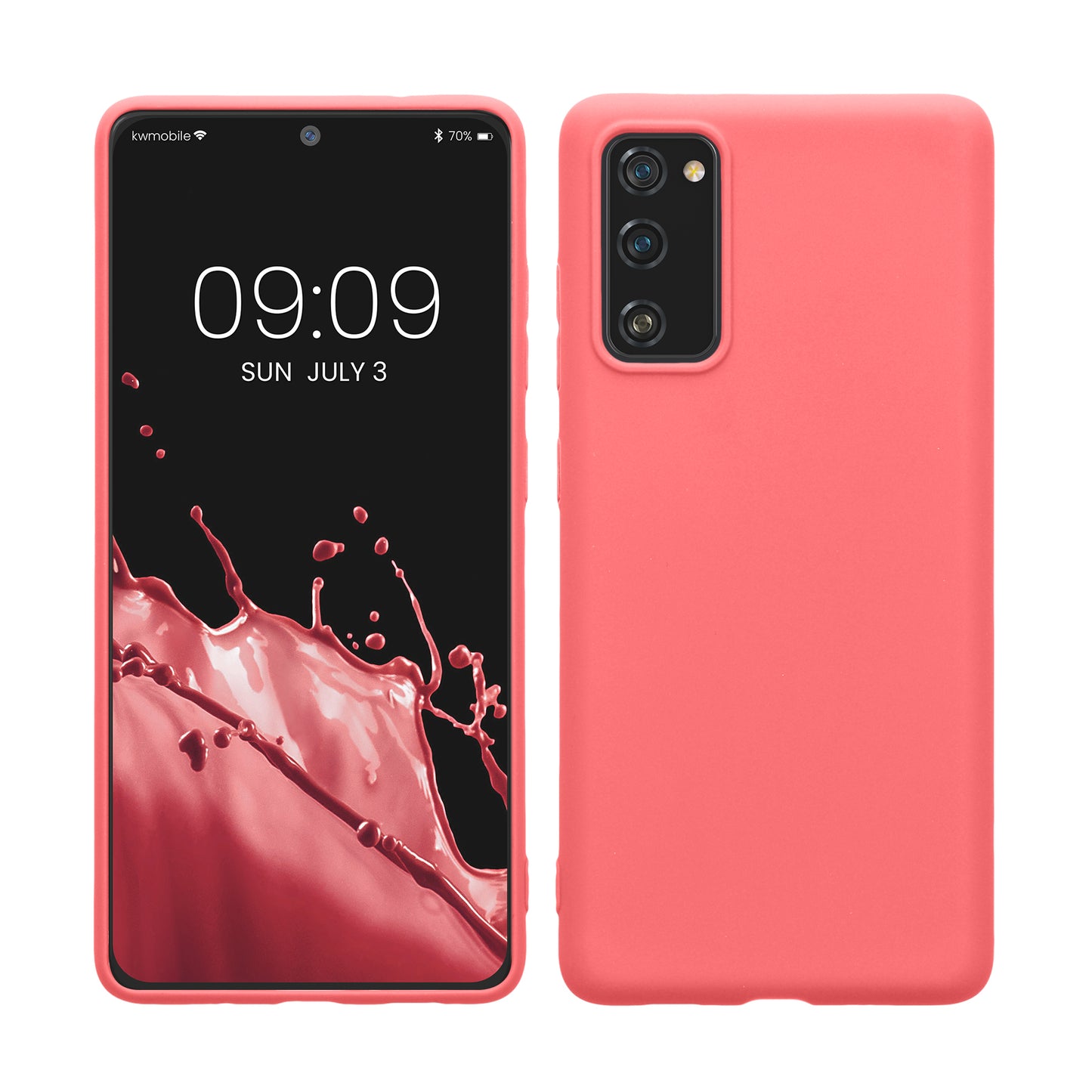 kwmobile Handyhülle für Samsung Galaxy S20 FE Hülle - TPU Case - Kabelloses Laden - Schutzhülle Cover in Neon Koralle Neon Koralle  