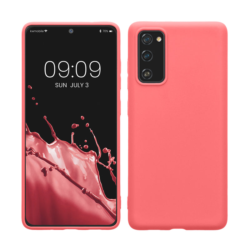 kwmobile Handyhülle für Samsung Galaxy S20 FE Hülle - TPU Case - Kabelloses Laden - Schutzhülle Cover in Neon Koralle Neon Koralle  