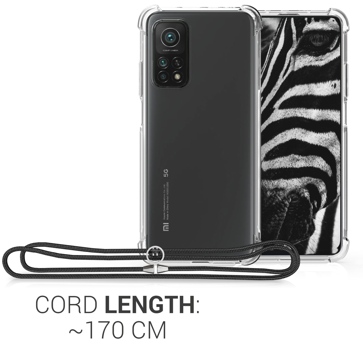 Xiaomi Mi 10T / Mi 10T Pro Silikon Handykette mit Band Schwarz
