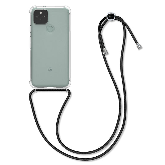 kwmobile Necklace Case kompatibel mit Google Pixel 5 Hülle - Silikon Cover mit Handykette - Band Handyhülle Transparent Transparent  