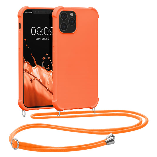 kwmobile Necklace Case kompatibel mit Apple iPhone 12 / iPhone 12 Pro Hülle - Cover mit Kordel zum Umhängen - Silikon Schutzhülle Fruity Orange Fruity Orange  
