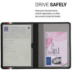 Fahrzeugschein Hülle für italienische Zulassungsbescheinigung mit Kartenfächern Kunstleder Don't touch my Car