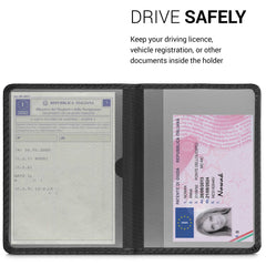 Fahrzeugschein Hülle für italienische Zulassungsbescheinigung mit Kartenfächern Kunstleder Don't touch my Car