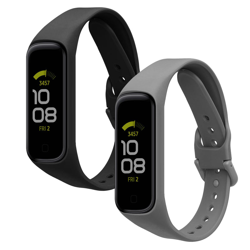 kwmobile 2x Uhrenarmband für Samsung Galaxy Fit 2 Armband - Fitnesstracker Band Set aus TPU Silikon - Ersatzarmband Smartwatch - Schwarz Dunkler Schiefer Schwarz  [dsg01]
