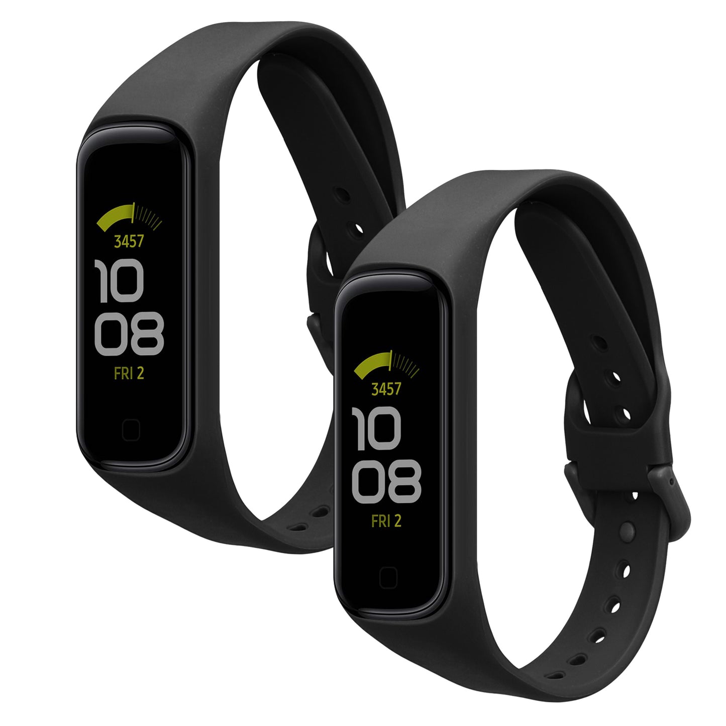 kwmobile 2x Uhrenarmband für Samsung Galaxy Fit 2 Armband - Fitnesstracker Band Set aus TPU Silikon - Ersatzarmband Smartwatch - Schwarz Schwarz Schwarz  [dsg03]
