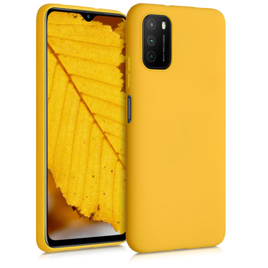 kwmobile Handyhülle für Xiaomi Poco M3 Hülle - TPU Case - Kabelloses Laden - Schutzhülle Cover in Honiggelb Honiggelb  