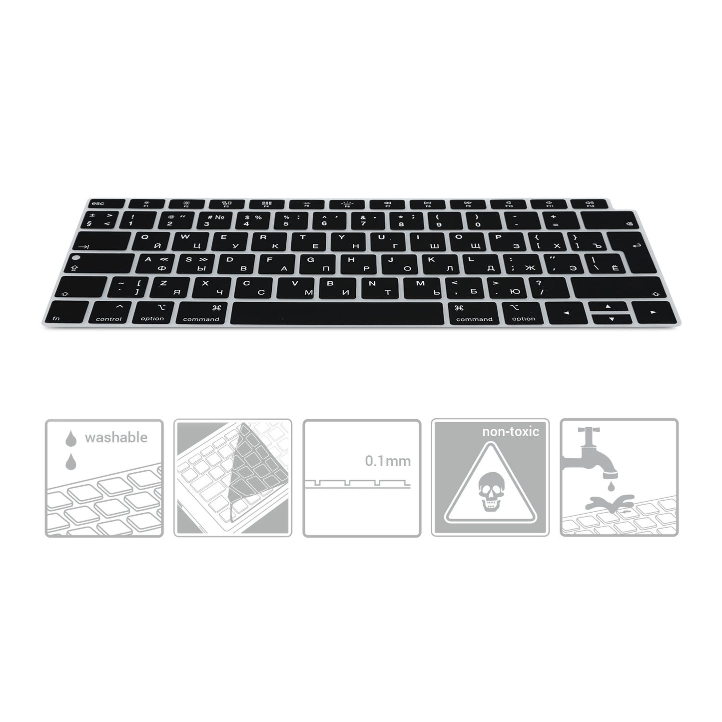 kwmobile Tastaturschutz für Apple MacBook Air 13’’ 2018 2019 2020 A1932 - QWERTY Russisch Keyboard Cover Abdeckung