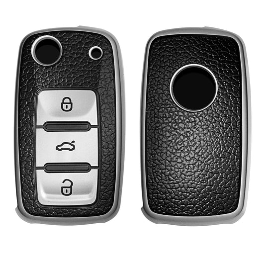 kwmobile Autoschlüssel Hülle kompatibel mit VW Skoda Seat 3-Tasten Autoschlüssel - Schlüsselhülle Cover
