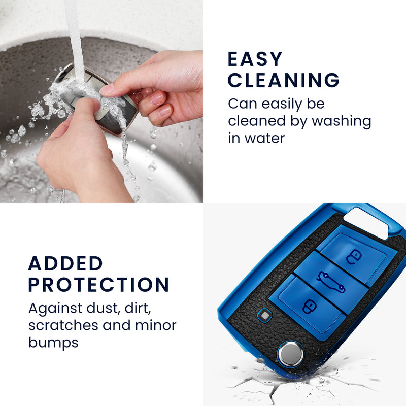 VW Golf 7 MK7 3-Tasten Autoschlüssel TPU Schlüsselhülle Lederoptik