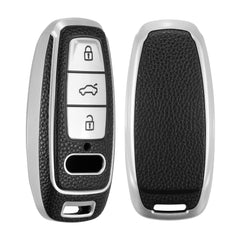 Audi A6 A7 A8 Q7 Q8 3-Tasten Autoschlüssel Keyless TPU Schlüsselhülle Lederoptik Schwarz Silber
