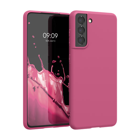 kwmobile Handyhülle für Samsung Galaxy S21 Hülle - TPU Case - Kabelloses Laden - Schutzhülle Cover in Fuchsia matt Fuchsia matt  