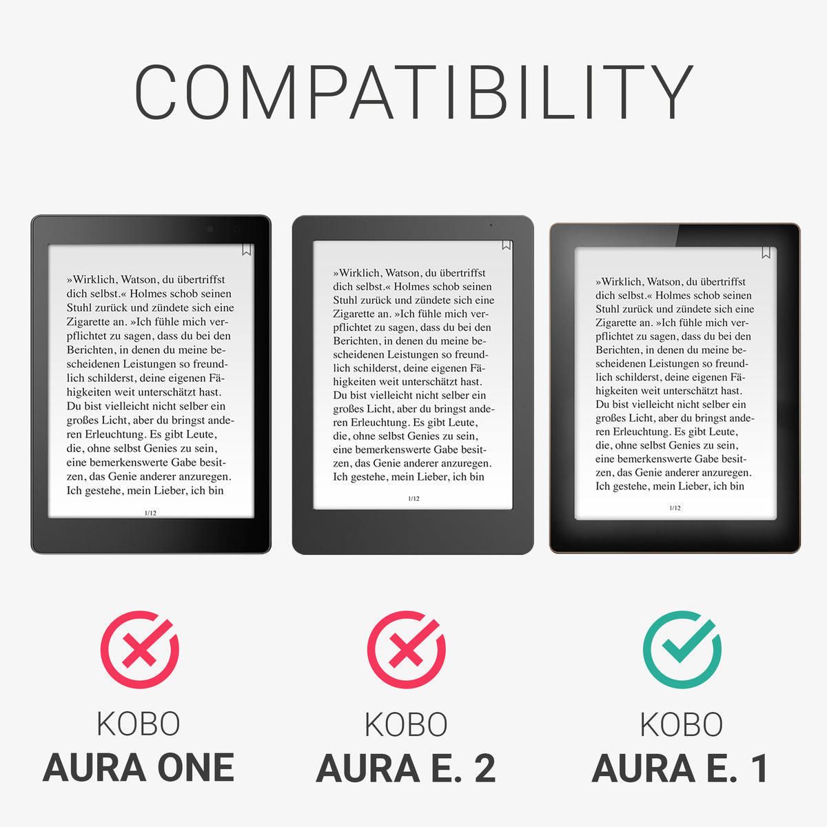 Kobo Aura Edition 1 mit Handschlaufe Flip Case Jeansoptik Dunkelgrau