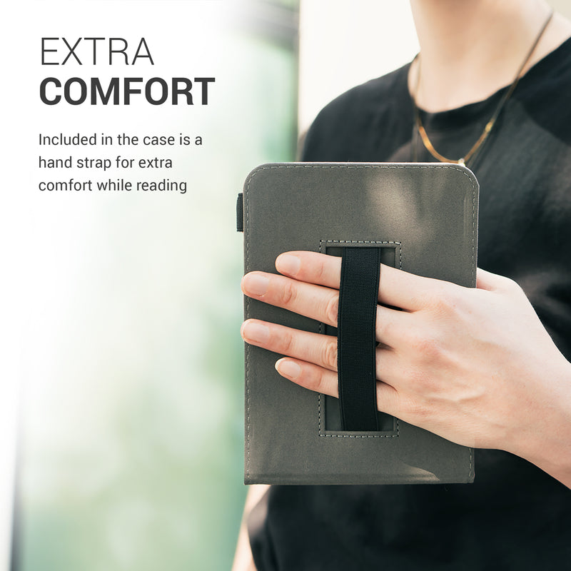 Kobo Aura Edition 1 mit Handschlaufe Flip Case Jeansoptik Dunkelgrau