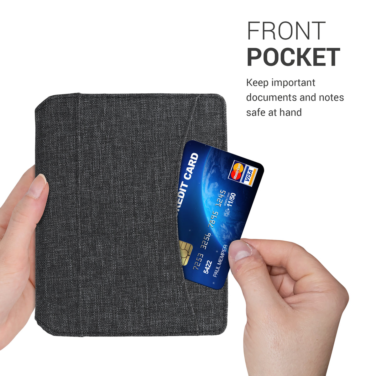 Kobo Aura Edition 1 mit Handschlaufe Flip Case Jeansoptik Dunkelgrau