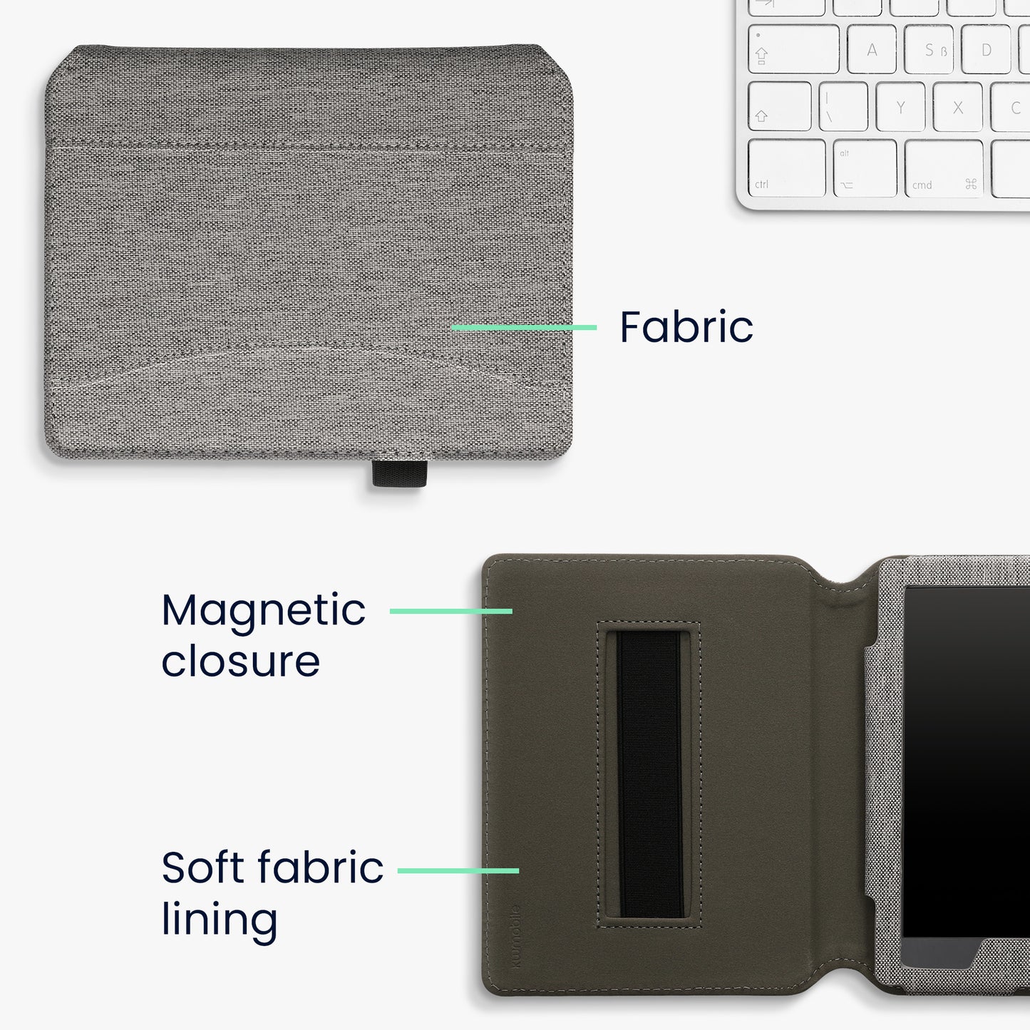 kwmobile Flip Hülle kompatibel mit Kobo Aura H2O Edition 2 - Vorderfach Handschlaufe - Hüllen