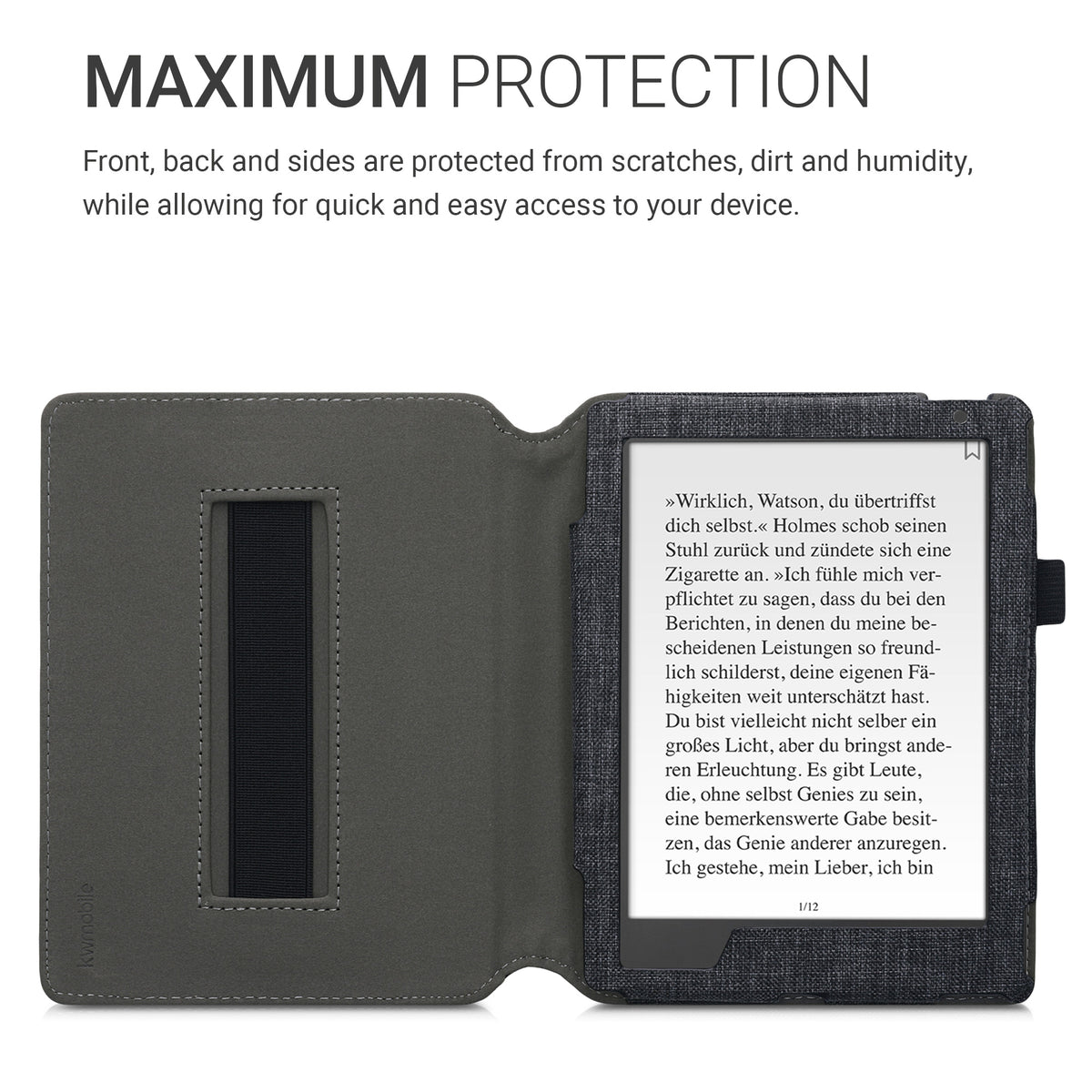 Kobo Aura H2O Edition 2 mit Handschlaufe Flip Case Jeansstoff