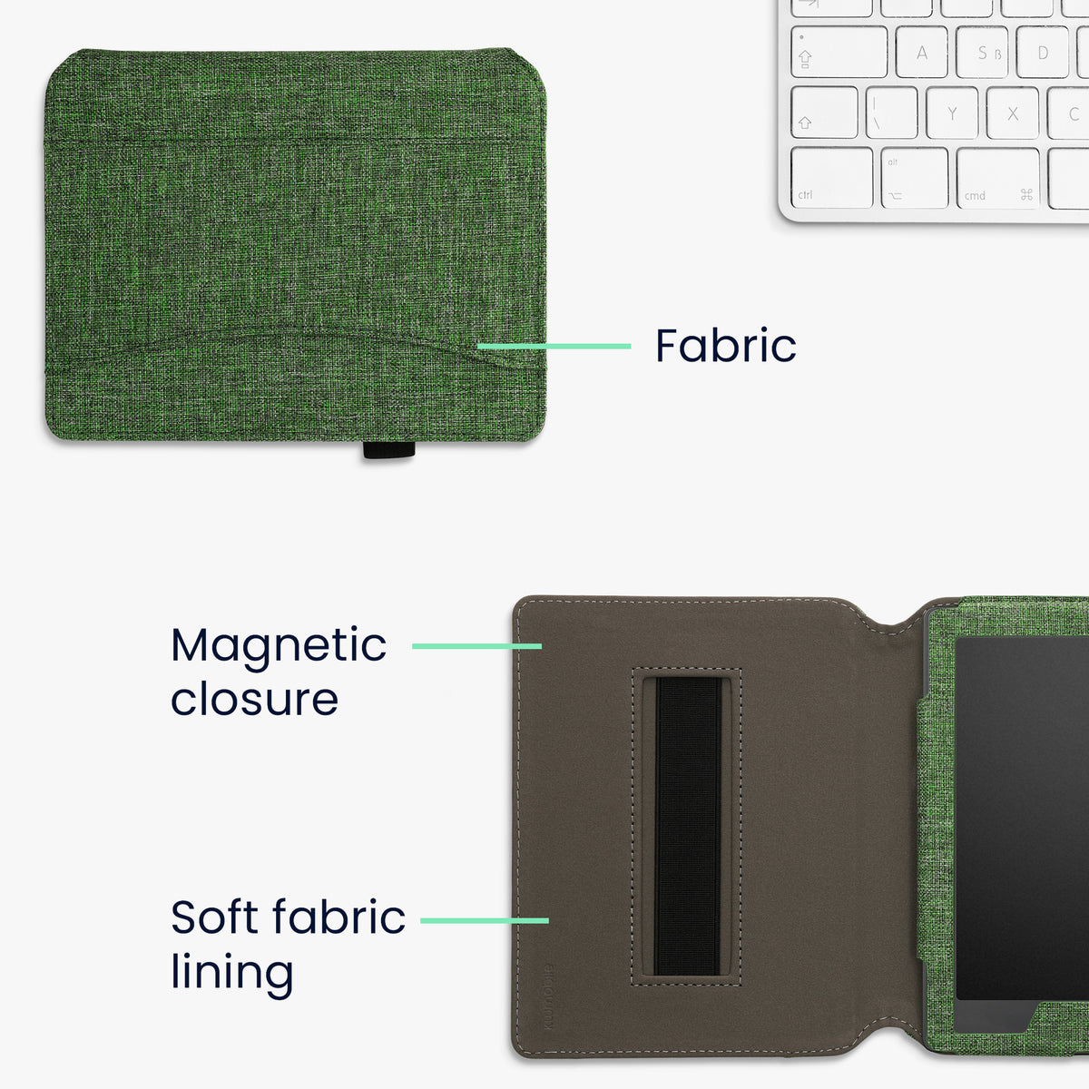Kobo Aura H2O Edition 2 mit Handschlaufe Flip Case Jeansstoff