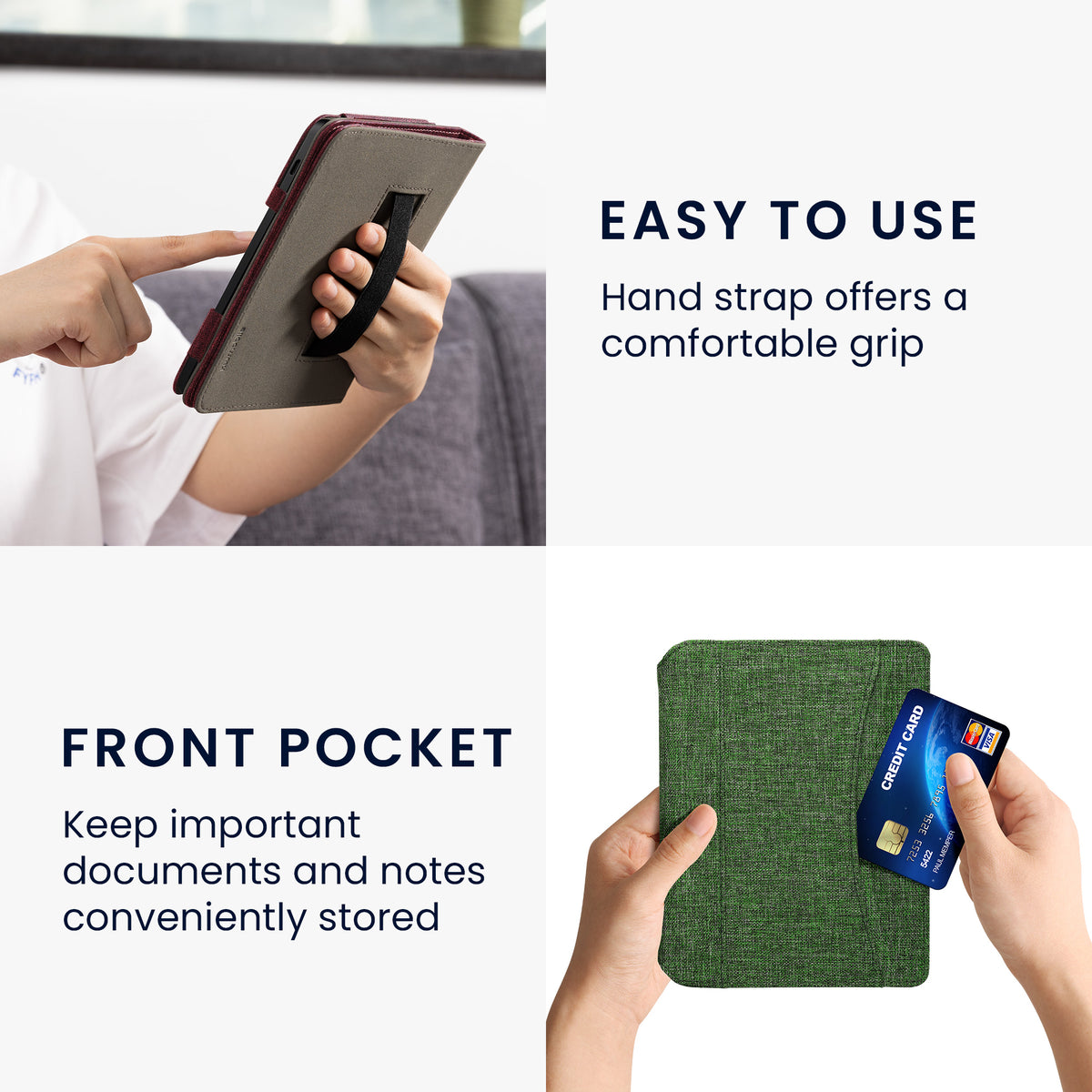 Kobo Aura H2O Edition 2 mit Handschlaufe Flip Case Jeansstoff