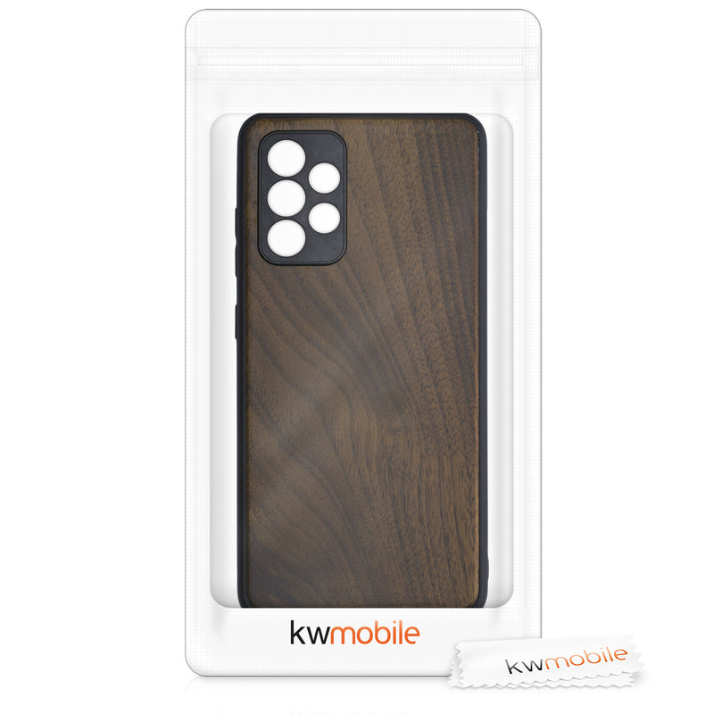 Hardcase mit TPU Bumper für Samsung Galaxy A52 / A52 5G / A52s 5G stoßfest Holz Nussbaum