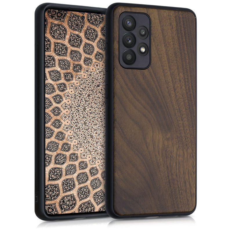 Hardcase mit TPU Bumper für Samsung Galaxy A52 / A52 5G / A52s 5G stoßfest Holz Nussbaum