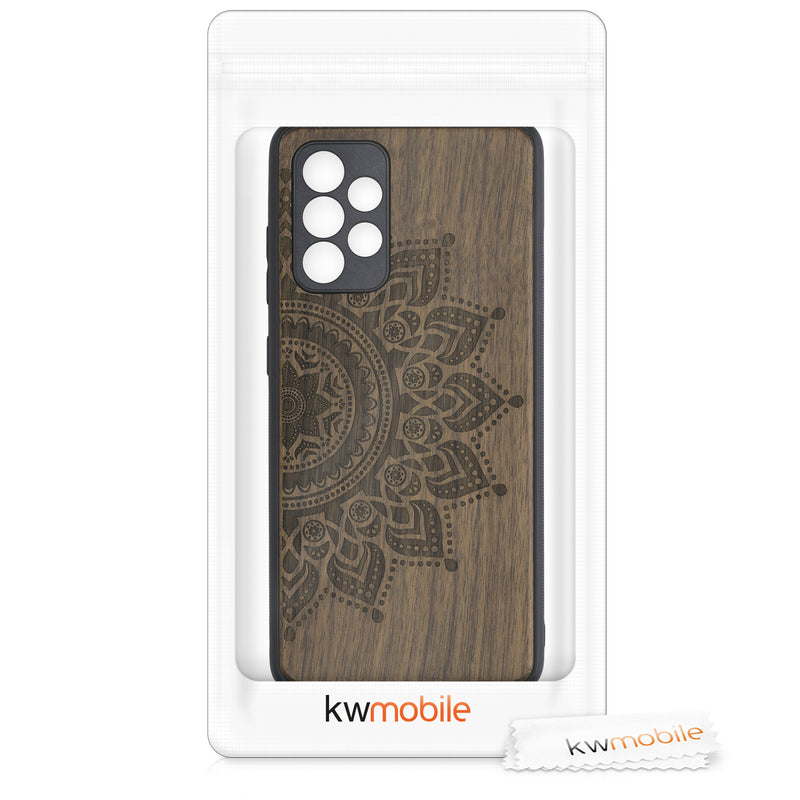 Hardcase mit TPU Bumper für Samsung Galaxy A52 / A52 5G / A52s 5G stoßfest Holz Mandala