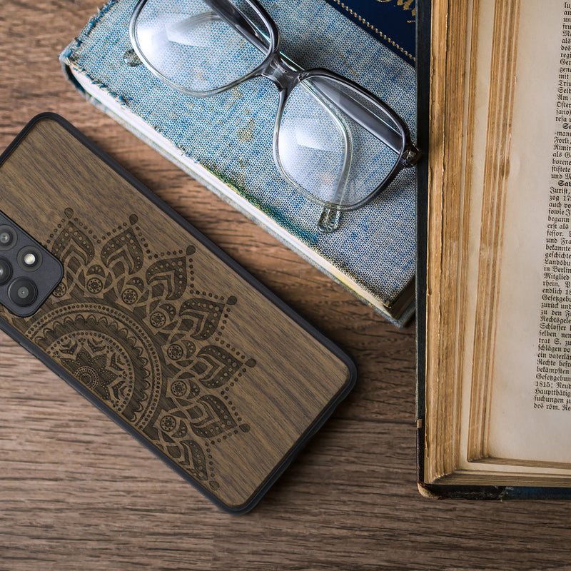 Hardcase mit TPU Bumper für Samsung Galaxy A52 / A52 5G / A52s 5G stoßfest Holz Mandala