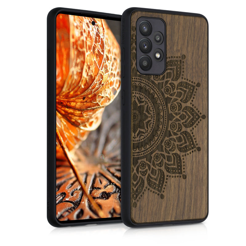 Hardcase mit TPU Bumper für Samsung Galaxy A52 / A52 5G / A52s 5G stoßfest Holz Mandala