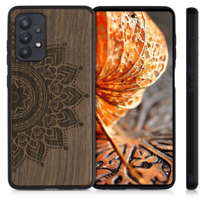 Hardcase mit TPU Bumper für Samsung Galaxy A52 / A52 5G / A52s 5G stoßfest Holz Mandala