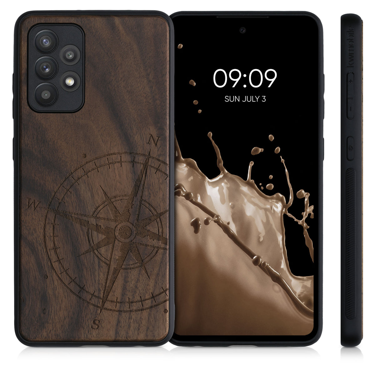 Hardcase mit TPU Bumper für Samsung Galaxy A52 / A52 5G / A52s 5G stoßfest Holz Mandala