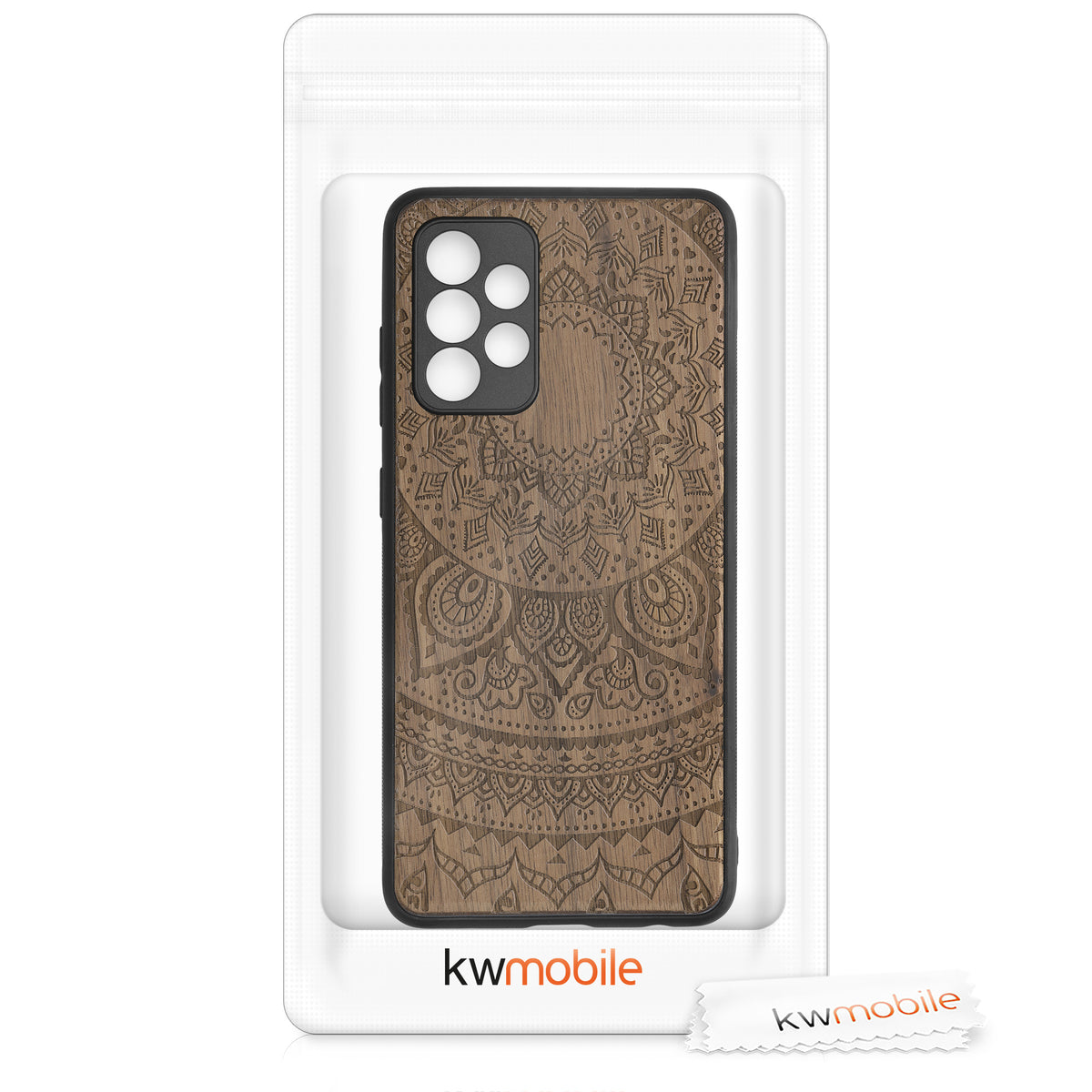 Hardcase mit TPU Bumper für Samsung Galaxy A52 / A52 5G / A52s 5G stoßfest Holz Mandala