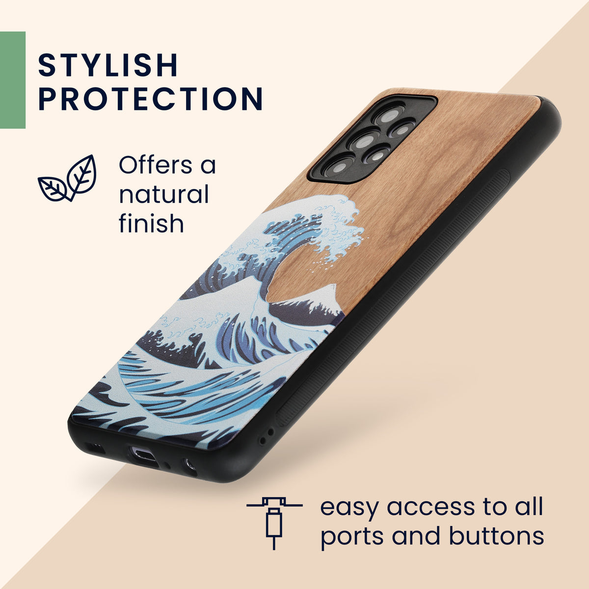 Hardcase mit TPU Bumper für Samsung Galaxy A52 / A52 5G / A52s 5G stoßfest Holz Mandala