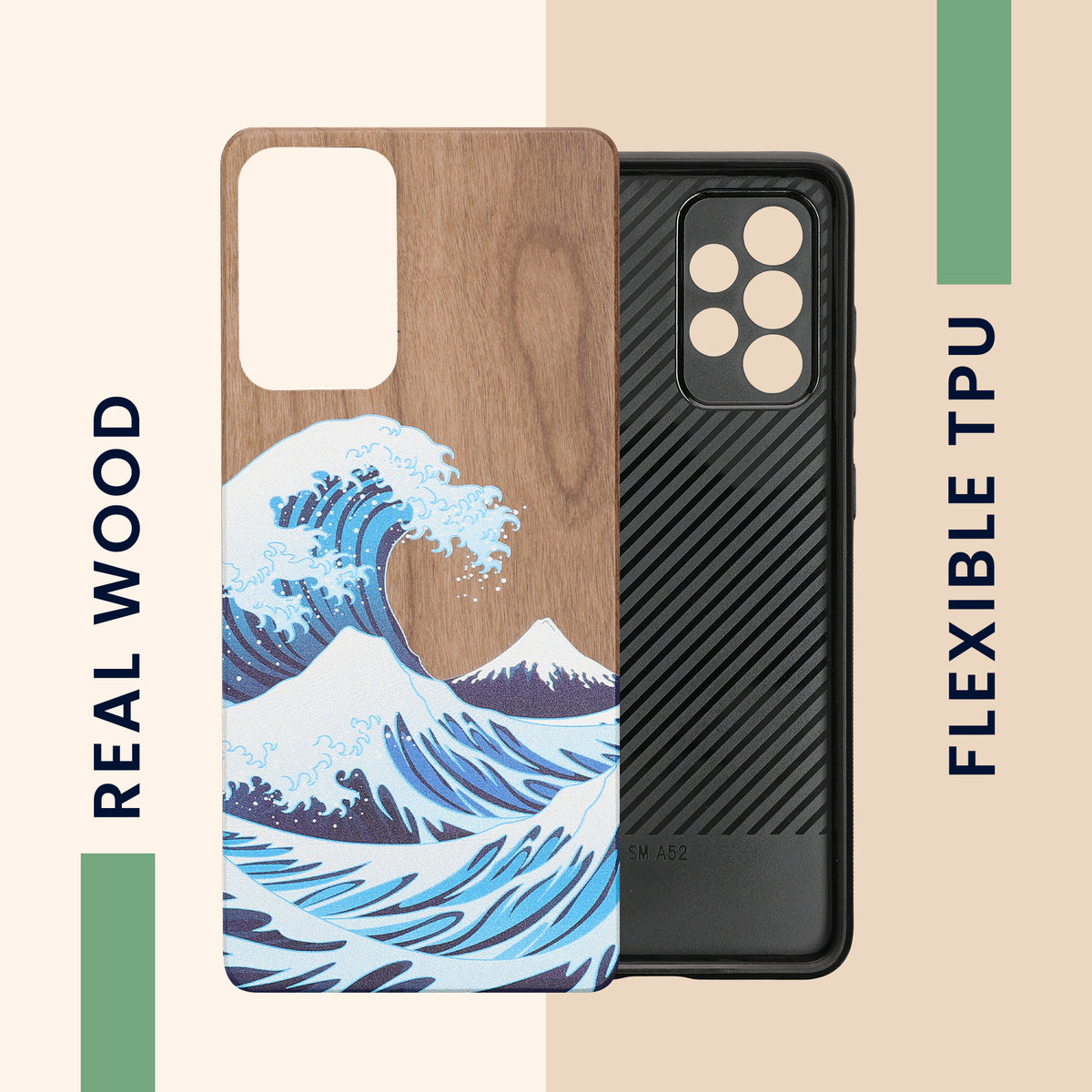 Hardcase mit TPU Bumper für Samsung Galaxy A52 / A52 5G / A52s 5G stoßfest Holz Mandala