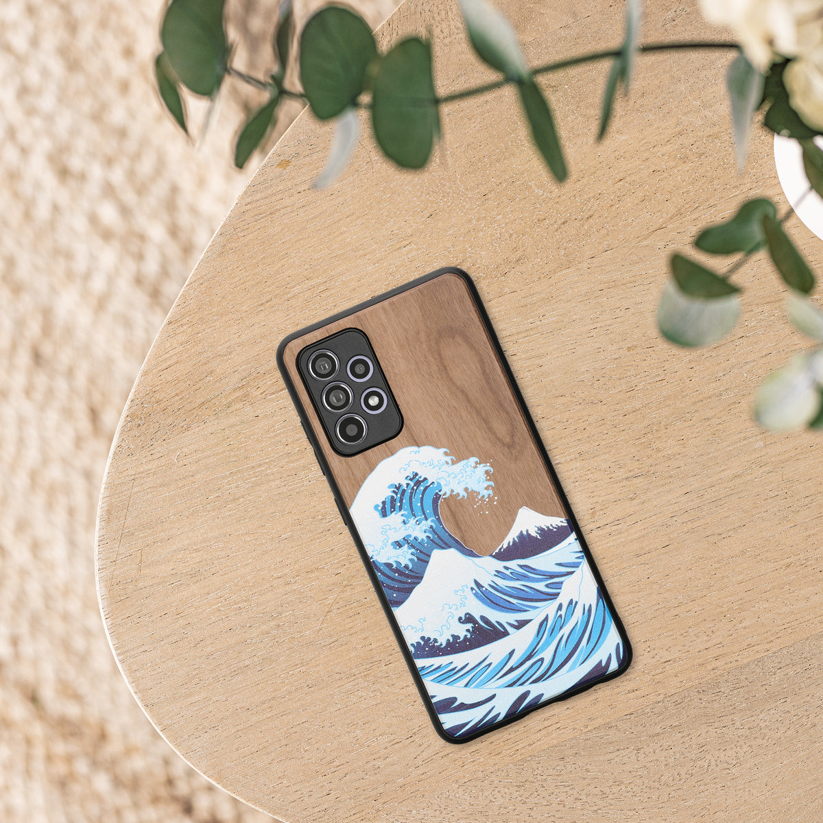 Hardcase mit TPU Bumper für Samsung Galaxy A52 / A52 5G / A52s 5G stoßfest Holz Mandala