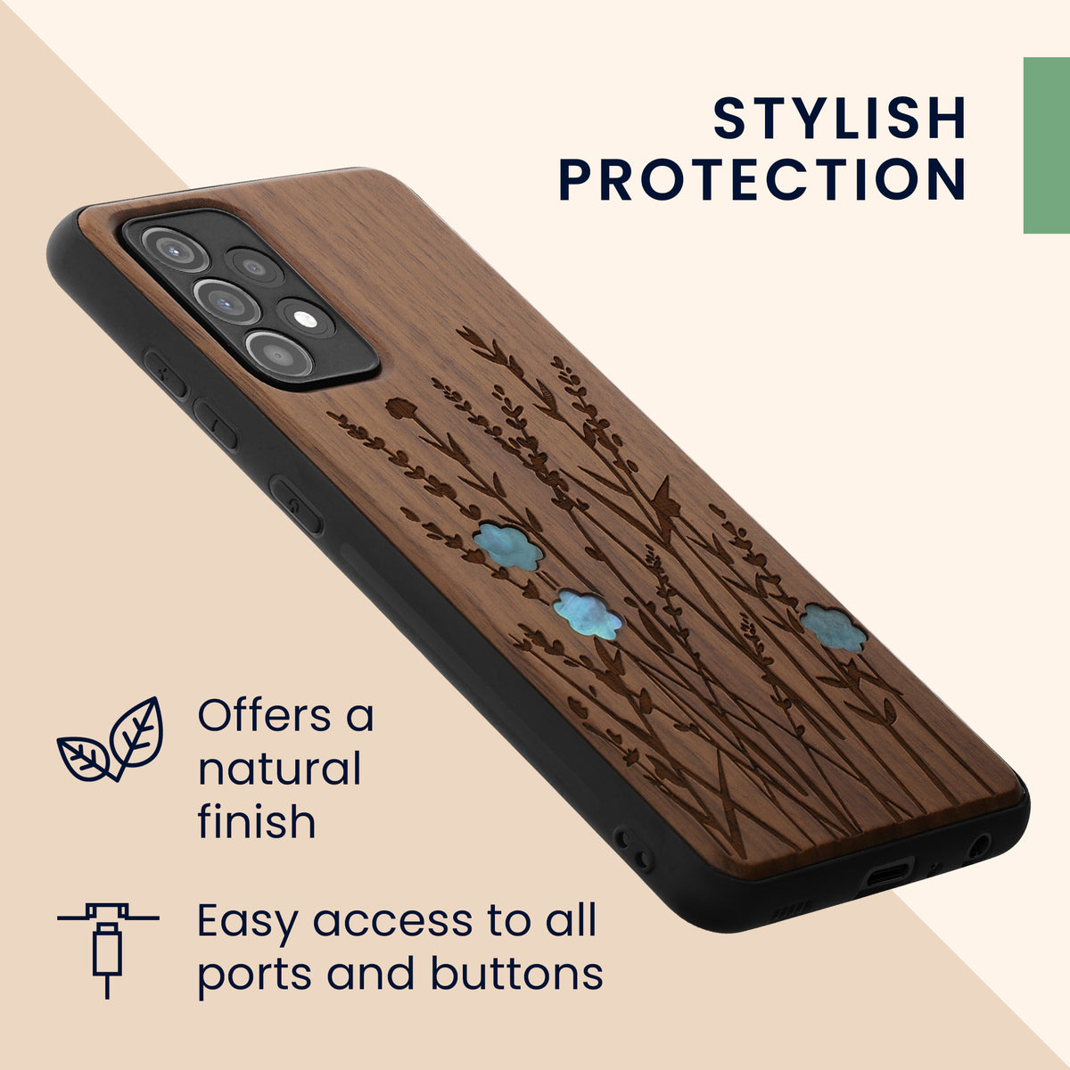 Hardcase mit TPU Bumper für Samsung Galaxy A52 / A52 5G / A52s 5G stoßfest Holz Mandala