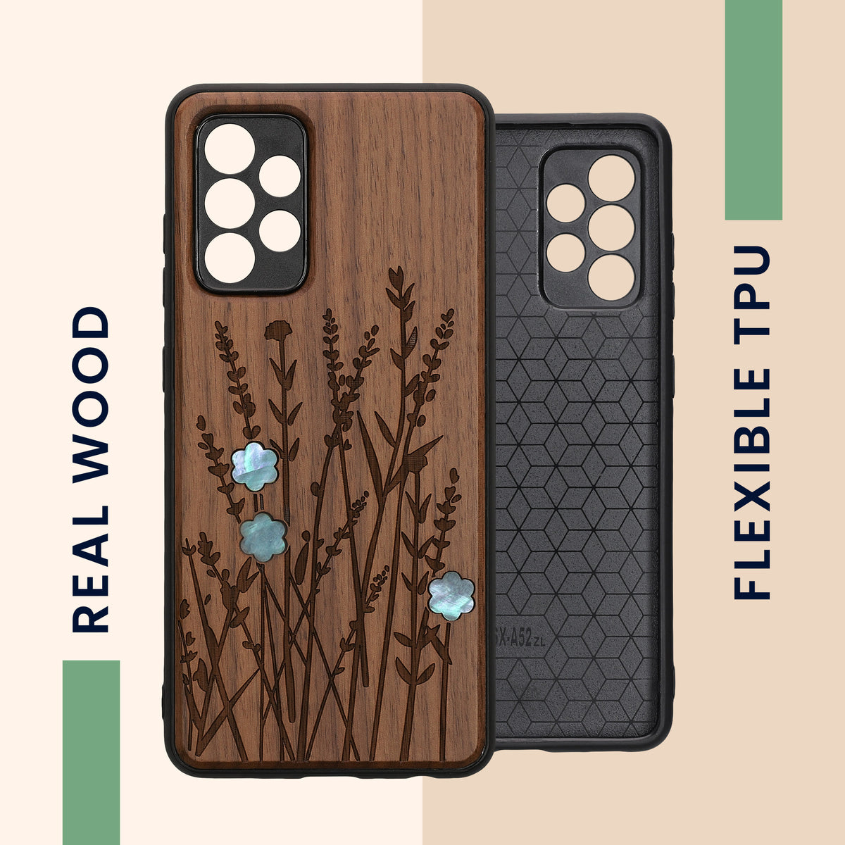 Hardcase mit TPU Bumper für Samsung Galaxy A52 / A52 5G / A52s 5G stoßfest Holz Mandala