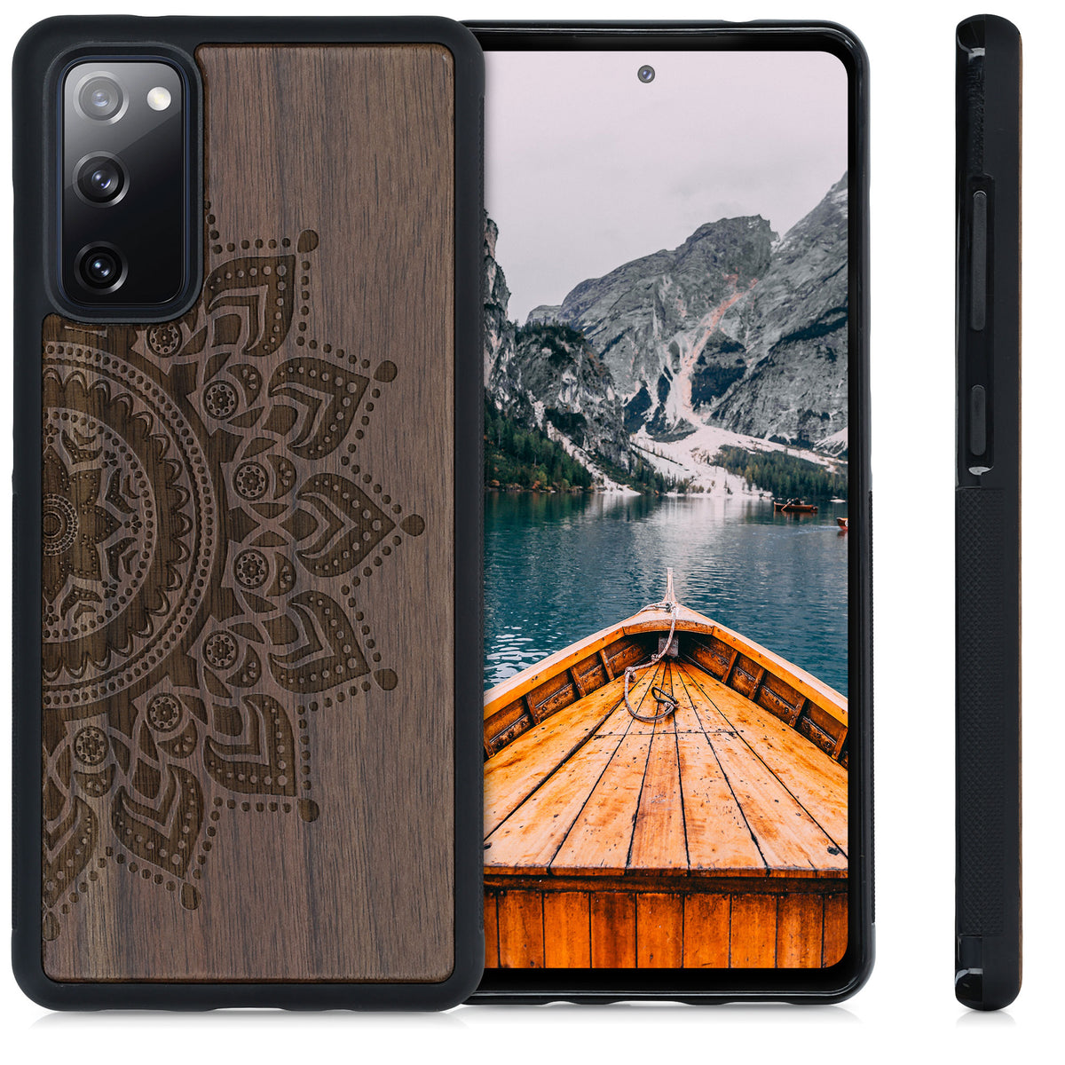 Samsung Galaxy S20 FE stoßfestes Hardcase mit TPU Bumper Holz Mandala