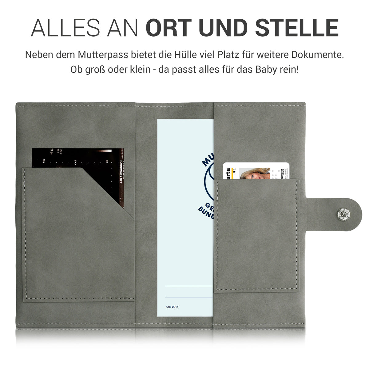 Hülle für österreichischen Mutter-Kind-Pass aus Kunstleder in Nubuklederoptik