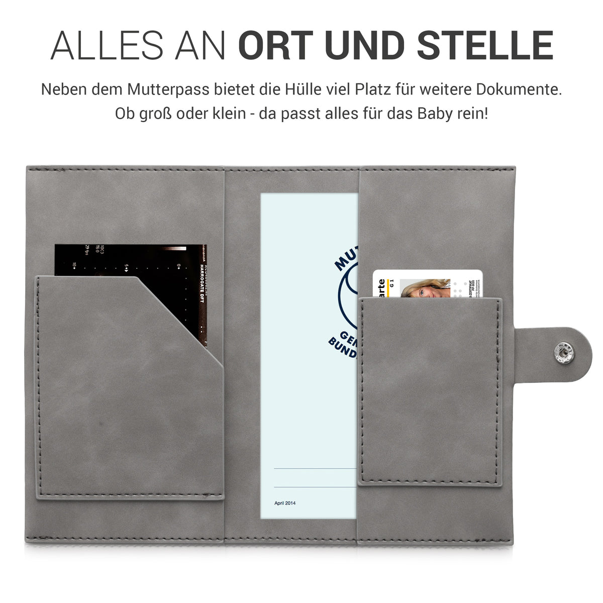 Hülle für österreichischen Mutter-Kind-Pass aus Kunstleder in Nubuklederoptik