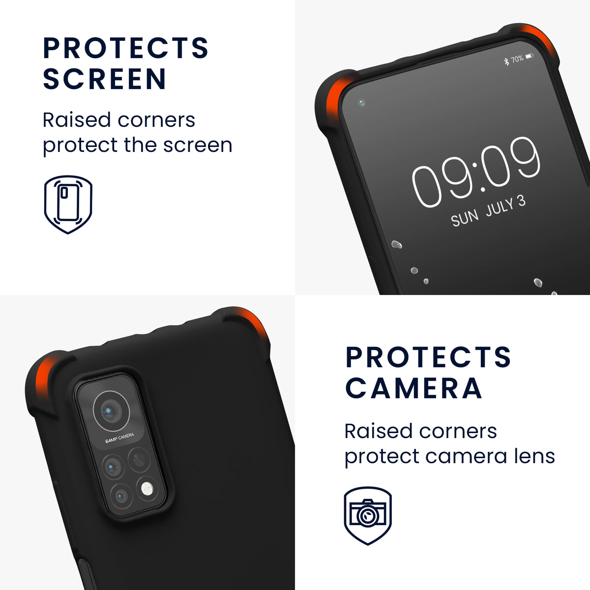Xiaomi Mi 10T / Mi 10T Pro Matte Silikon Handykette mit Kordel Schwarz