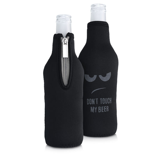 kwmobile 2x 330ml Flasche Flaschenkühler - für Bier andere Getränke - Neopren Kühler Don't touch my beer Weiß Schwarz Weiß  [dsg01]