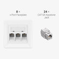 kwmobile Keystone Dose Modul Set - 2x Keystone Modul 2x Netzwerkdose 1-Port CAT 6A Kabel - 10Gibt/s geschirmt RJ45