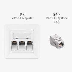 kwmobile Keystone Dose Modul Set - 2x Keystone Modul 2x Netzwerkdose 1-Port CAT 6A Kabel - 10Gibt/s geschirmt RJ45