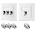 kwmobile Keystone Dose Modul Set - 2x Keystone Modul 2x Netzwerkdose 1-Port CAT 6A Kabel - 10Gibt/s geschirmt RJ45