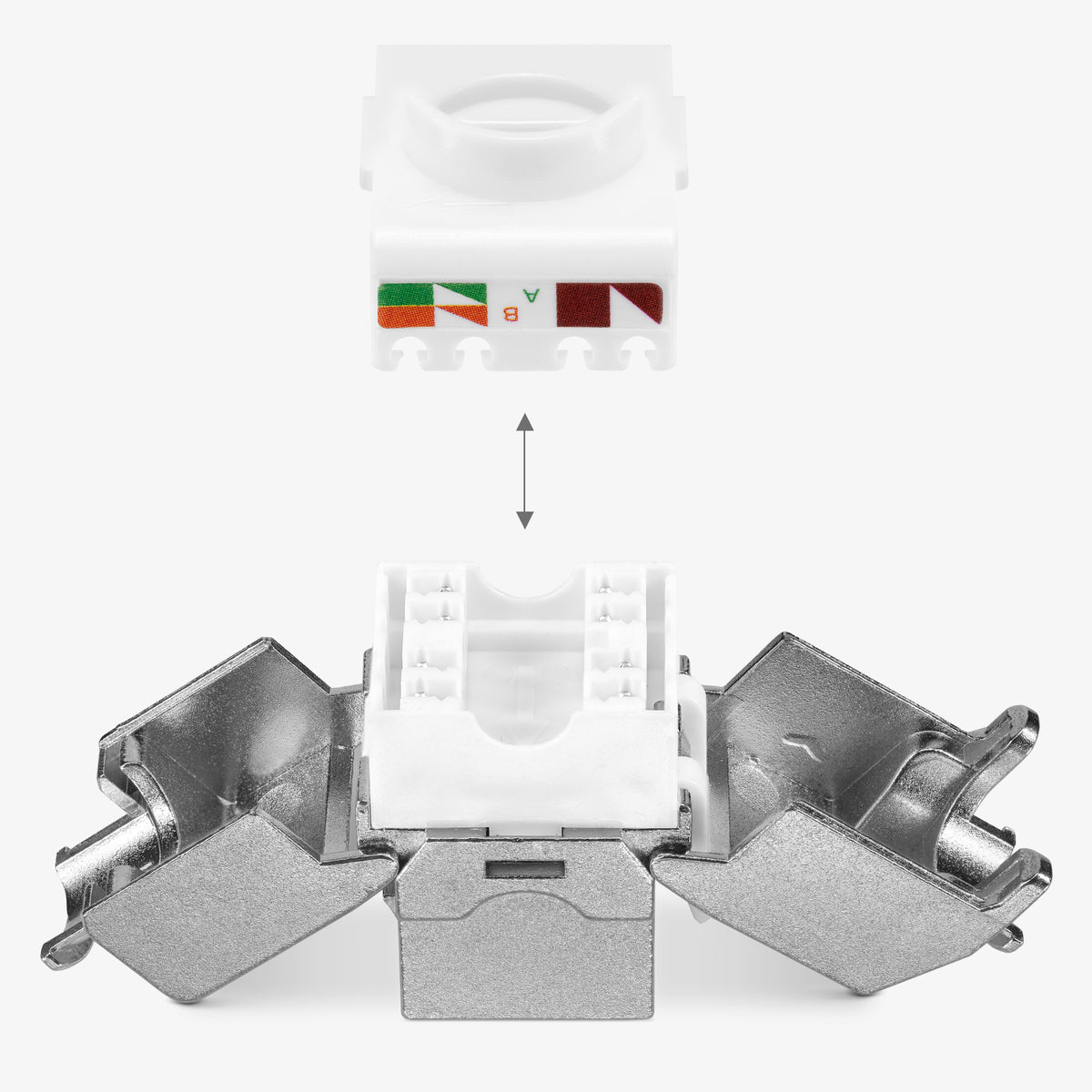 kwmobile Keystone Dose Modul Set - 2x Keystone Modul 2x Netzwerkdose 1-Port CAT 6A Kabel - 10Gibt/s geschirmt RJ45